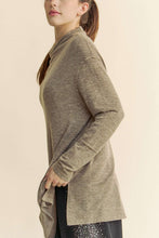 Load image into Gallery viewer, Davi &amp; Dani Slit Mock Neck Long Sleeve Top
