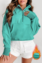 Load image into Gallery viewer, Flamingo Fleece Lined Zip Up Stand Collar Thumbhole Sleeve Sweatshirt
