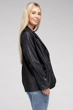 Load image into Gallery viewer, Sleek Pu Leather Blazer with Front Closure
