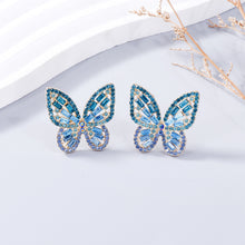 Load image into Gallery viewer, Alloy Inlaid Rhinestone Butterfly Earrings
