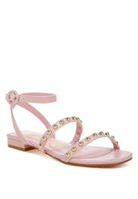 Load image into Gallery viewer, Flippity Studded Ankle Strap Flat Sandals
