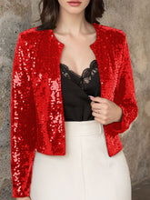 Load image into Gallery viewer, Full Size Sequin Open Front Cropped Jacket
