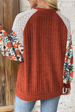 Load image into Gallery viewer, Cinnamon Floral Patchwork Long Sleeve Ribbed Blouse
