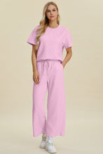 Load image into Gallery viewer, Double Take Full Size Texture Round Neck Short Sleeve Top and Pants Set
