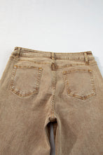 Load image into Gallery viewer, Light French Beige Acid Washed High Rise Cropped Wide Leg Jeans
