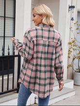 Load image into Gallery viewer, Pocketed Plaid Collared Neck Long Sleeve Shirt
