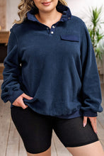 Load image into Gallery viewer, Plus Size Quarter Snap Long Sleeve Sweatshirt
