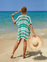 Load image into Gallery viewer, Tassel Openwork Striped V-Neck Cover Up
