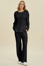 Load image into Gallery viewer, Double Take Full Size Cable-Knit Long Sleeve Top and Pants Set
