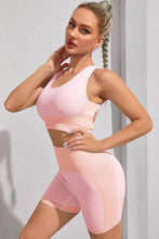 Load image into Gallery viewer, Round Neck Sports Bra and Shorts Set
