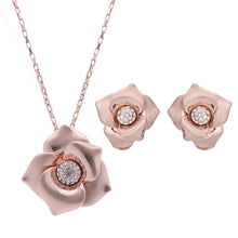 Load image into Gallery viewer, Bridal / Prom / Rose Alloy Flower Necklace + Earring Set
