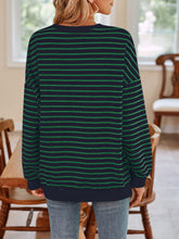 Load image into Gallery viewer, Lovelet Striped Round Neck Long Sleeve Sweatshirt
