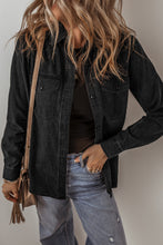 Load image into Gallery viewer, Black Flap Pocket Buttons Collared Jean Jacket
