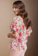 Load image into Gallery viewer, Printed Scoop Neck Flutter Sleeve Blouse
