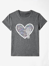 Load image into Gallery viewer, Graphic Heart Round Neck Short Sleeve T-Shirt
