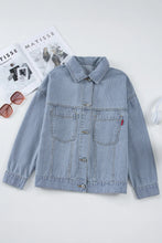 Load image into Gallery viewer, Striped Button Up Long Sleeve Denim Jacket
