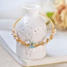 Load image into Gallery viewer, Womens Pearl Gold Plating Gold Wire Braided Vintage Style Cuff Fashion Bracelets
