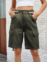 Load image into Gallery viewer, High Waist Denim Shorts with Pockets
