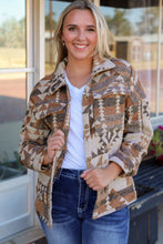 Load image into Gallery viewer, Brown Aztec Print Flap Pocket Button-up Jacket
