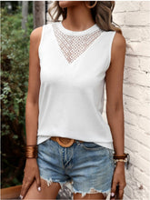 Load image into Gallery viewer, Lace Detail Round Neck Tank
