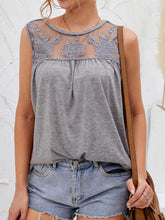 Load image into Gallery viewer, Lace Detail Round Neck Tank
