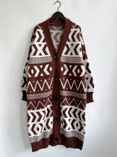 Load image into Gallery viewer, Geometric Button Front Longline Cardigan
