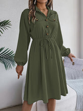 Load image into Gallery viewer, Collared Neck Long Sleeve Dress with Pockets
