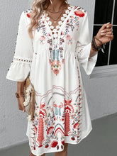 Load image into Gallery viewer, Lace Detail Printed Three-Quarter Sleeve Dress
