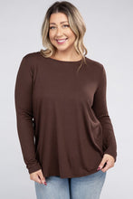 Load image into Gallery viewer, Plus Long Sleeve Round Neck Round Hem Top
