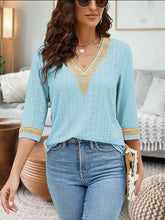 Load image into Gallery viewer, V-Neck Eyelet Blouse
