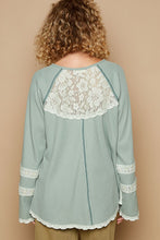Load image into Gallery viewer, POL Round Neck Long Sleeve Lace Trim Thermal Top

