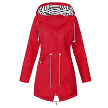 Load image into Gallery viewer, Womens Waterproof Raincoat Casual Basic Outdoors Drawstring Trench Lightweight Drawstring Jacket
