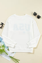 Load image into Gallery viewer, White USA Flag Corded Graphic Sweatshirt
