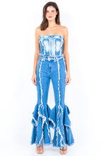 Load image into Gallery viewer, American Bazi Frayed Edge Denim Corset Top
