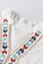 Load image into Gallery viewer, White Geometric Embroidery Hollow Out Blouse
