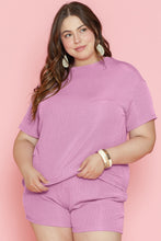 Load image into Gallery viewer, Plus Size Round Neck Short Sleeve Top and Shorts Set
