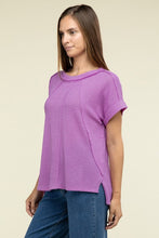 Load image into Gallery viewer, Brushed Waffle Exposed-Seam Short Sleeve Top
