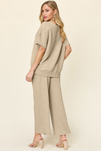 Load image into Gallery viewer, Double Take Full Size Texture Short Sleeve Top and Pants Set
