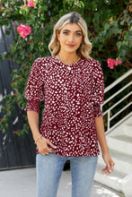 Load image into Gallery viewer, Polka Dot Round Neck Lantern Sleeve Blouse
