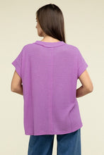 Load image into Gallery viewer, Brushed Waffle Exposed-Seam Short Sleeve Top
