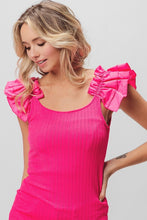 Load image into Gallery viewer, BiBi Ruffled Shoulder Strap Rib Texture Top
