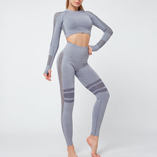 Load image into Gallery viewer, 8 Colors - 2pc Womens - Yoga Seamless Yoga Sets - Crop Top + Yoga Pants Ti Amo I love you
