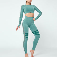 Load image into Gallery viewer, 8 Colors - 2pc Womens - Yoga Seamless Yoga Sets - Crop Top + Yoga Pants Ti Amo I love you
