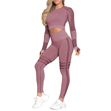 Load image into Gallery viewer, 8 Colors - 2pc Womens - Yoga Seamless Yoga Sets - Crop Top + Yoga Pants Ti Amo I love you
