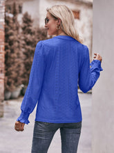 Load image into Gallery viewer, 8 Colors - Double Take Eyelet Notched Neck Flounce Sleeve Blouse - Sizes S-2XL Ti Amo I love you
