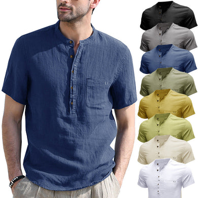 8 Colors - Men's Fashion Casual Solid Color Short-sleeved Shirt - Sizes S-2XL Ti Amo I love you