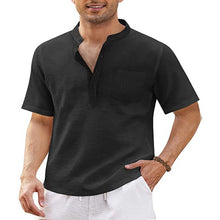 Load image into Gallery viewer, 8 Colors - Mens Cotton Linen Casual Shirts with Pocket - Shirt Sleeve Beach Shirt - Sizes S-3XL Ti Amo I love you
