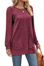 Load image into Gallery viewer, 8 Colors - Ribbed Round Neck Long Sleeve Top - Sizes S-2XL Ti Amo I love you
