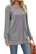 Load image into Gallery viewer, 8 Colors - Ribbed Round Neck Long Sleeve Top - Sizes S-2XL Ti Amo I love you
