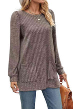 Load image into Gallery viewer, 8 Colors - Ribbed Round Neck Long Sleeve Top - Sizes S-2XL Ti Amo I love you
